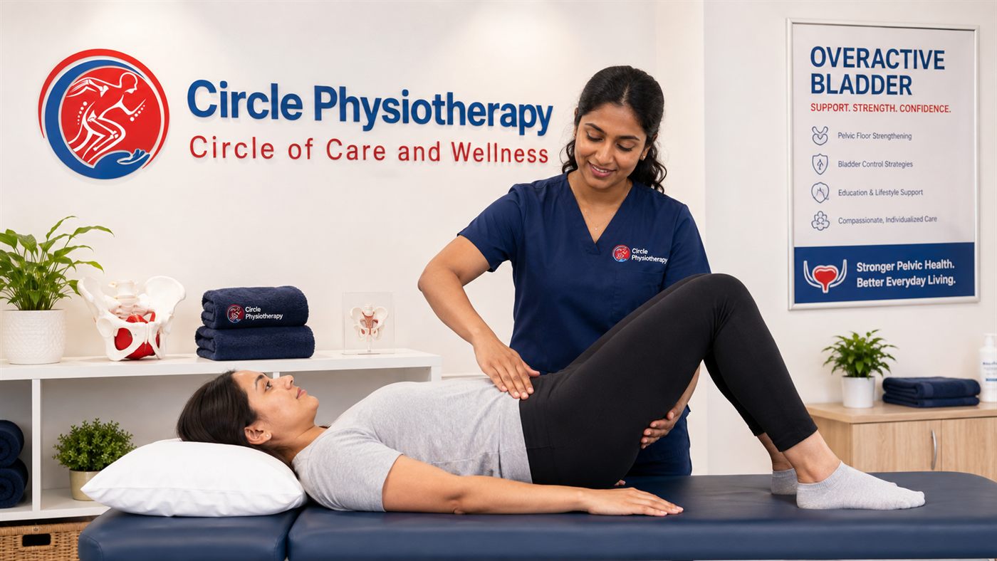 Physiotherapist treating overactive bladder and urgency at Circle Physiotherapy in Brampton
