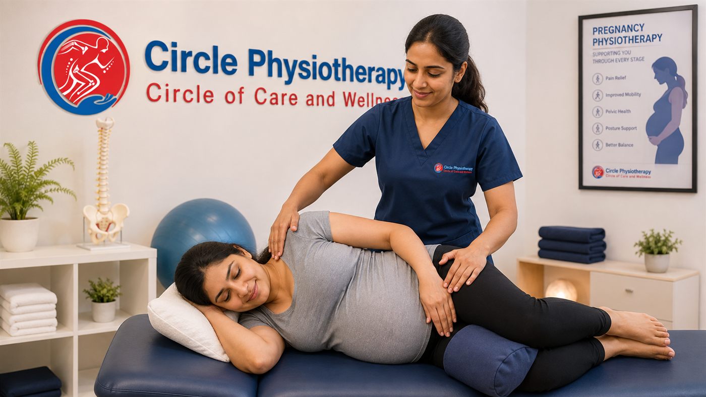 Pregnancy physiotherapy in supported side-lying at Circle Physiotherapy in Brampton