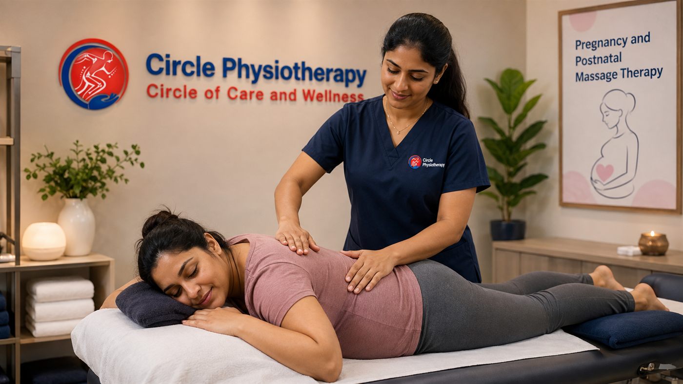 Pregnancy massage therapy in side-lying at Circle Physiotherapy in Brampton