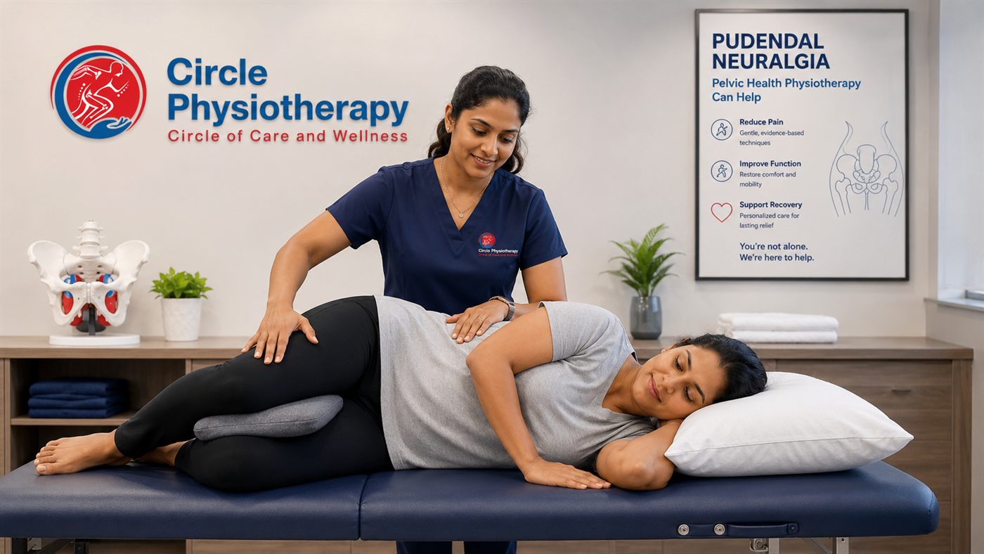 Pudendal neuralgia treatment in supported side-lying at Circle Physiotherapy in Brampton